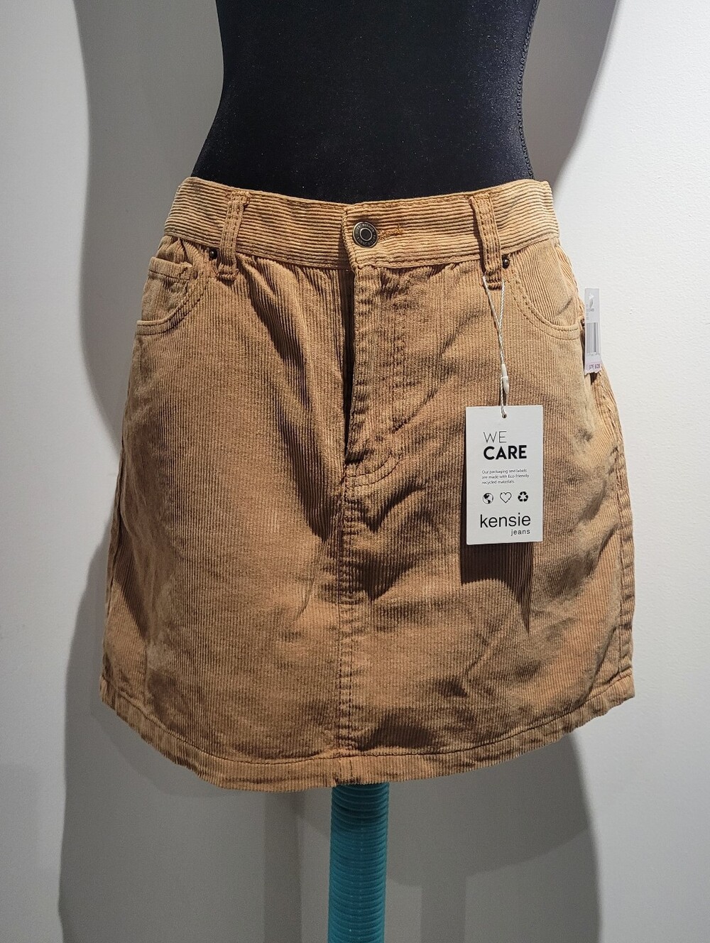Kensie Jeans Women's Tan 5-Pocket Corduroy Mini Skirt 6/28 Casual Summer NEW